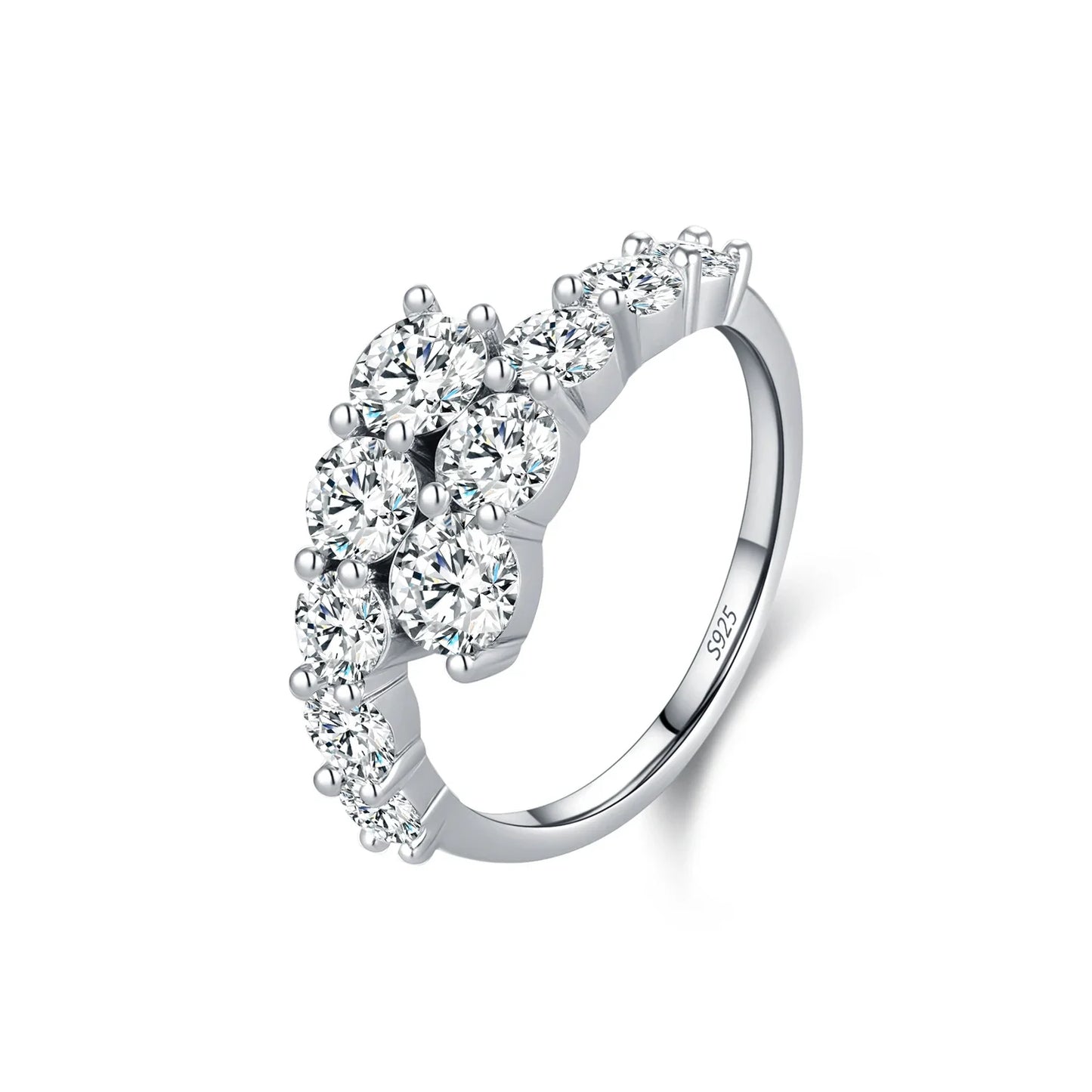 MODIAN 925 Sterling Silver Classic Luxury Round CZ Eternity Band Rings For Women Wedding Engagement Statement Jewelry Gift