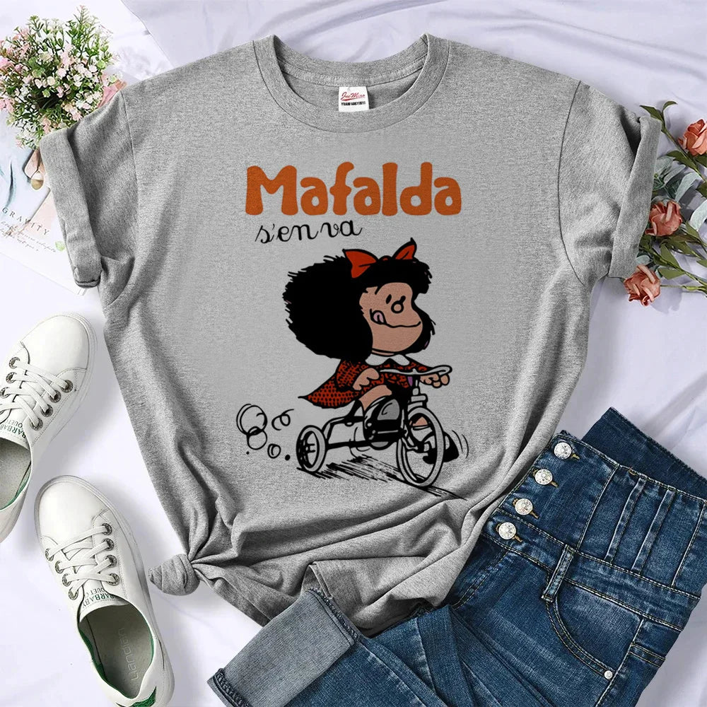 Mafalda tshirt women designer graphic manga Tee girl harajuku comic streetwear clothes