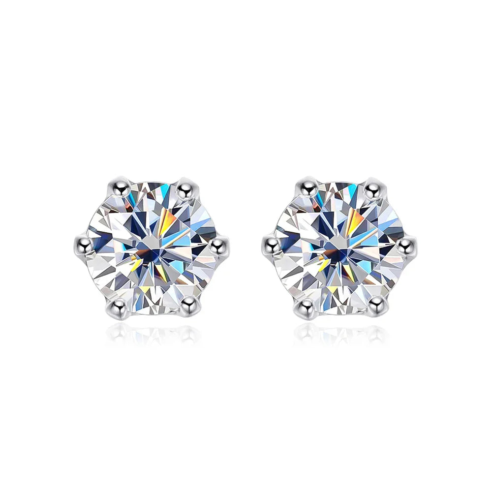 OEVAS 100% 925 Sterling Silver 0.2-2 Carat D Color Moissanite Diamond Stud Earrings For Women Sparkling Party Fine Jewelry Gifts
