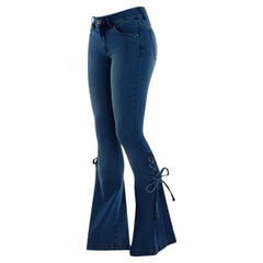 Denim Jeans Women High Waist Flared Trousers Stretch Denim Pants