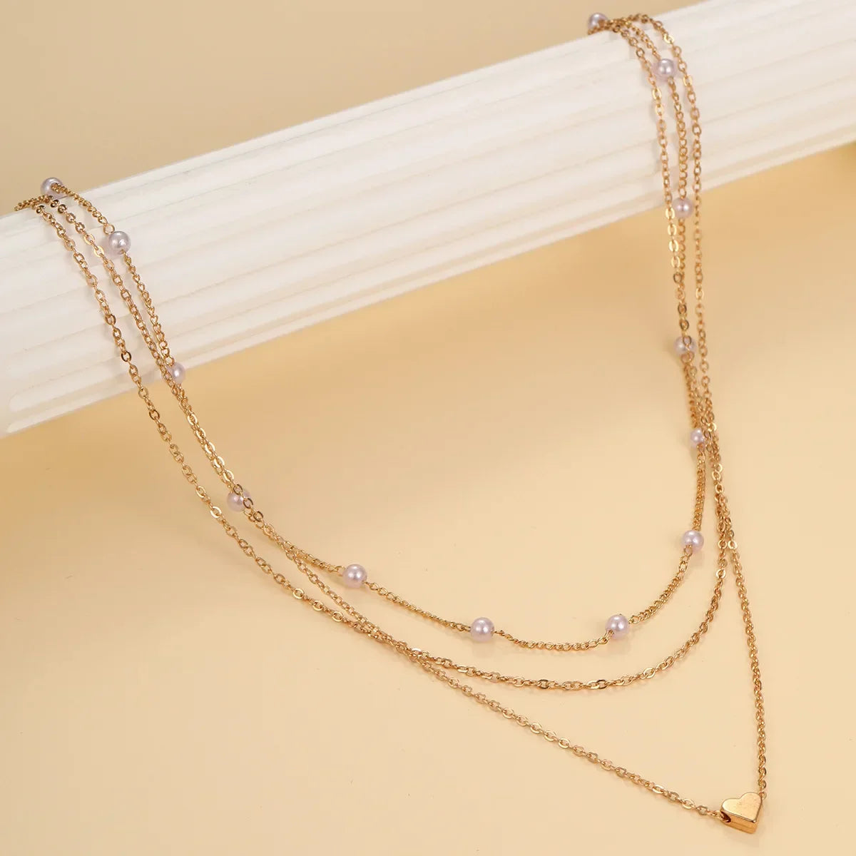 LATS Multilayer Pearl Cross Love Heart Pendant Necklaces for Women Gold Color Fashion Collarbone Neck Chain 2024 Trend Jewelry