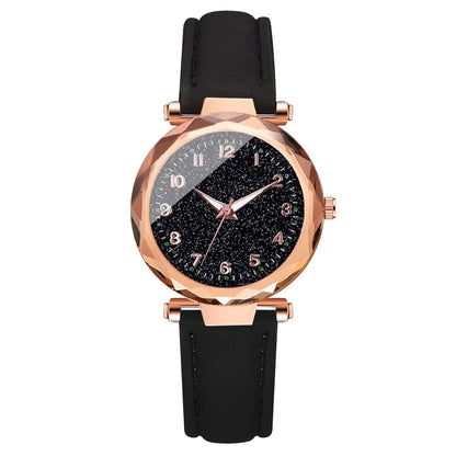 2PCS/Set Fashion Square Women Watches Casual Leather Strap Quartz Watch Rhinestone Bracelet Set