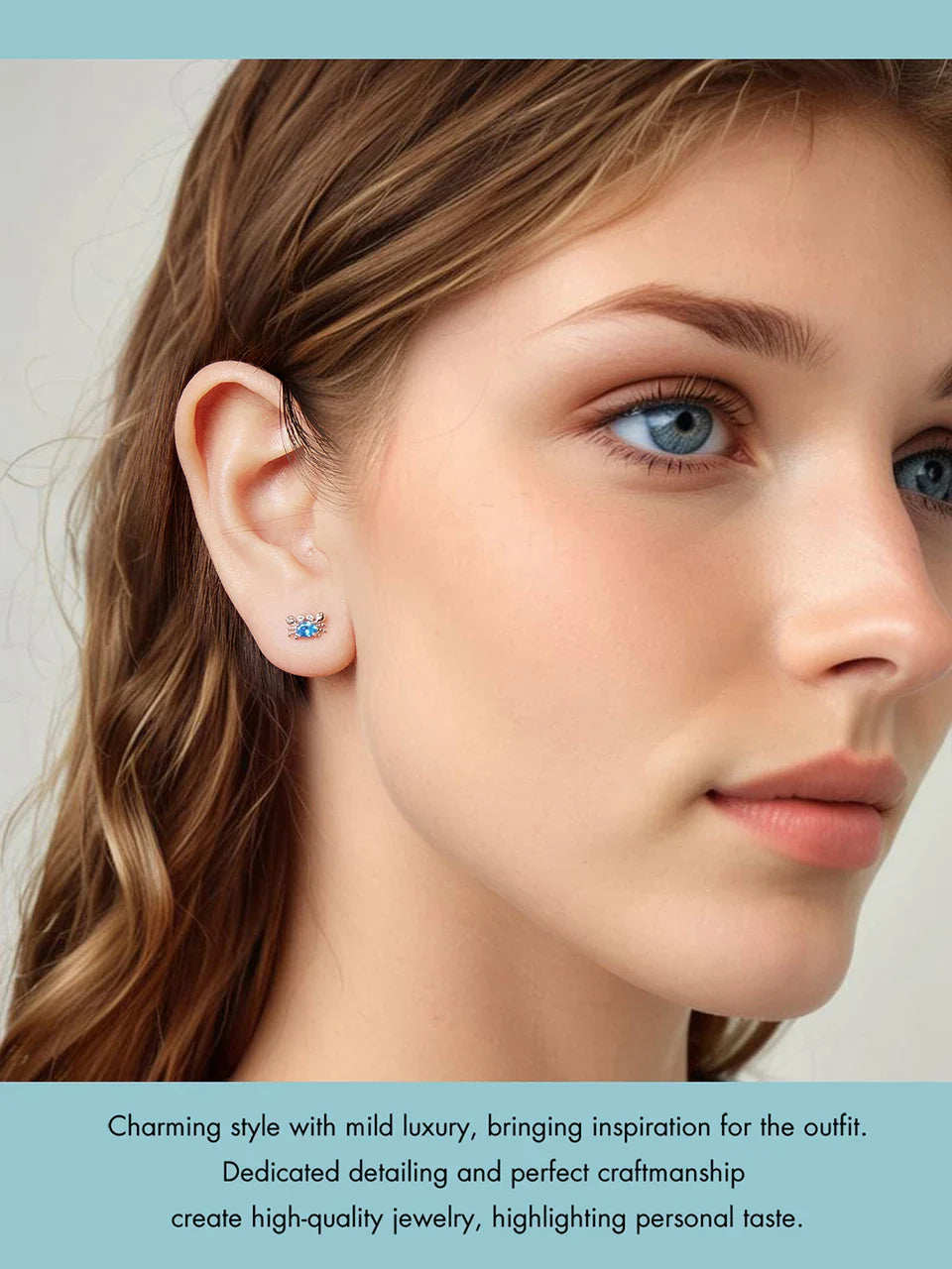 WOSTU 925 Sterling Silver Animals Cute Paws Rainbow Stud Earrings For Women Heart Oval Flower Zircon Crab Ear Studs Jewelry Gift