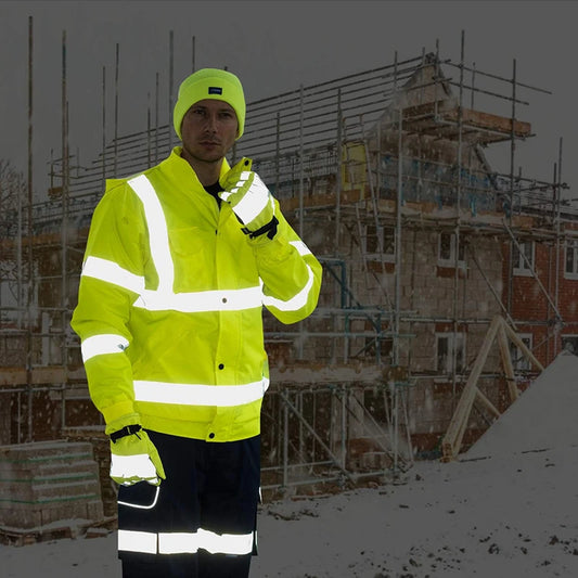 Men's High Visibility Waterproof Reflective Winter Warm Safety Jacket Rain Jacket