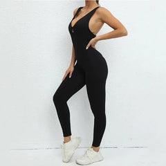 Hollow Scrunch Monkeys Women Gym Sport Jumpsuit Raises Female Yoga Fitness Outfits