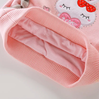 LZH Hoodie Warmth Outfit Warm Coats For children Winter Kids Rabbit Knitted High Collar Plush Top clothes Girls From 2-7 Years