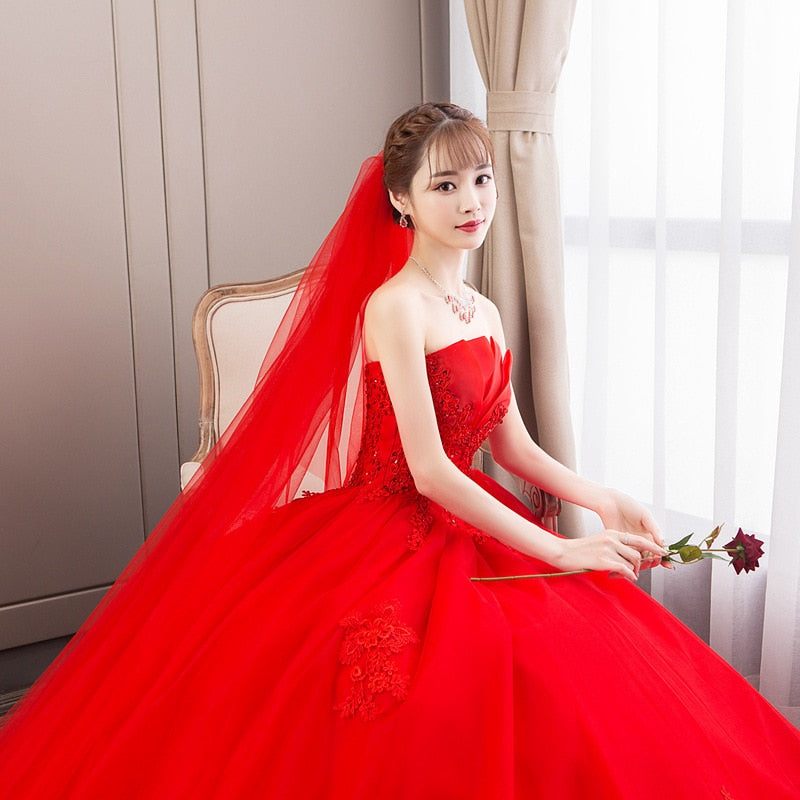 White Bridesmaid Dresses: Wedding Dress Red Bride Princess Dream Bud Tube Top