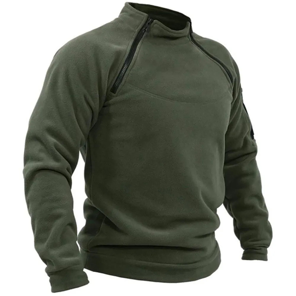 US Men's Tactical Outdoor Jacket Hunting Clothes Warm Zippers Fleece Pullover Man