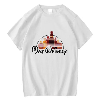 Summer Men's T-shirt 100% Cotton Funny Malt Whiskey Print Summer Loose O-neck Cool T Shirt for Men Short Sleeve T-shirt Male Tee