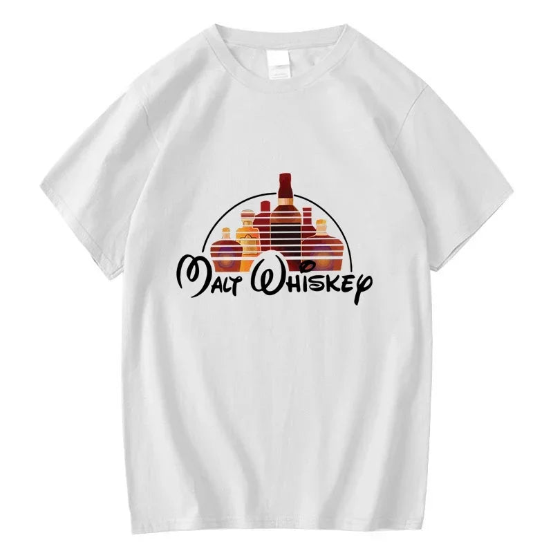 Summer Men's T-shirt 100% Cotton Funny Malt Whiskey Print Summer Loose O-neck Cool T Shirt for Men Short Sleeve T-shirt Male Tee
