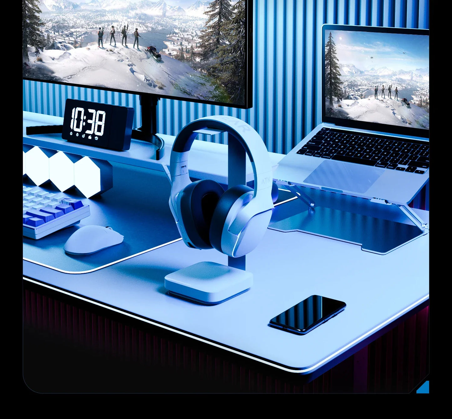 ATK M1 Game Headset Three Mode Wireless Headworn PS5  PC Gaming Headset Microphone Virtual 7.1 Surround Noise Reduction Headset