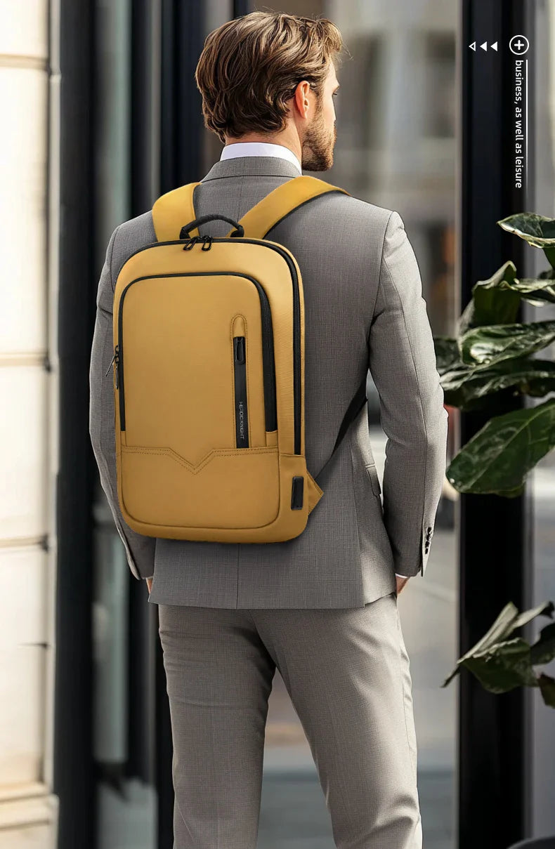 Heroic Knight Thin Male Work Backpack Multifunctional Fashion 15.6 In Laptop Backpack Casual Waterproof Business Travel Daypack