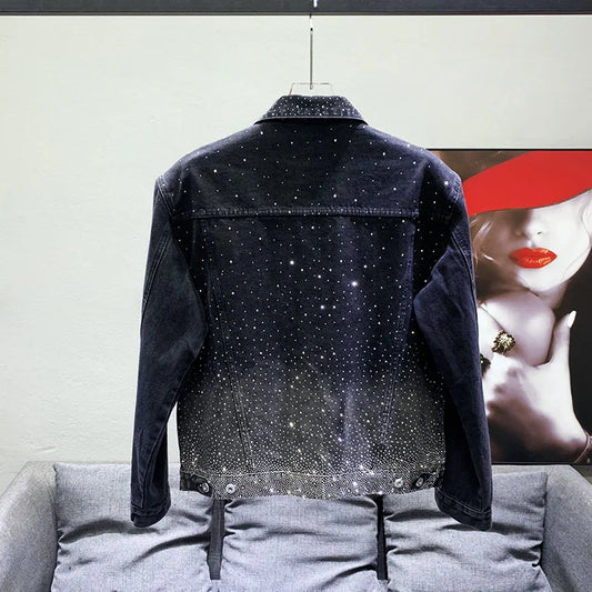 High Quality Sky Star Hot Diamond Denim Jackets Men's Versatile Handsome
