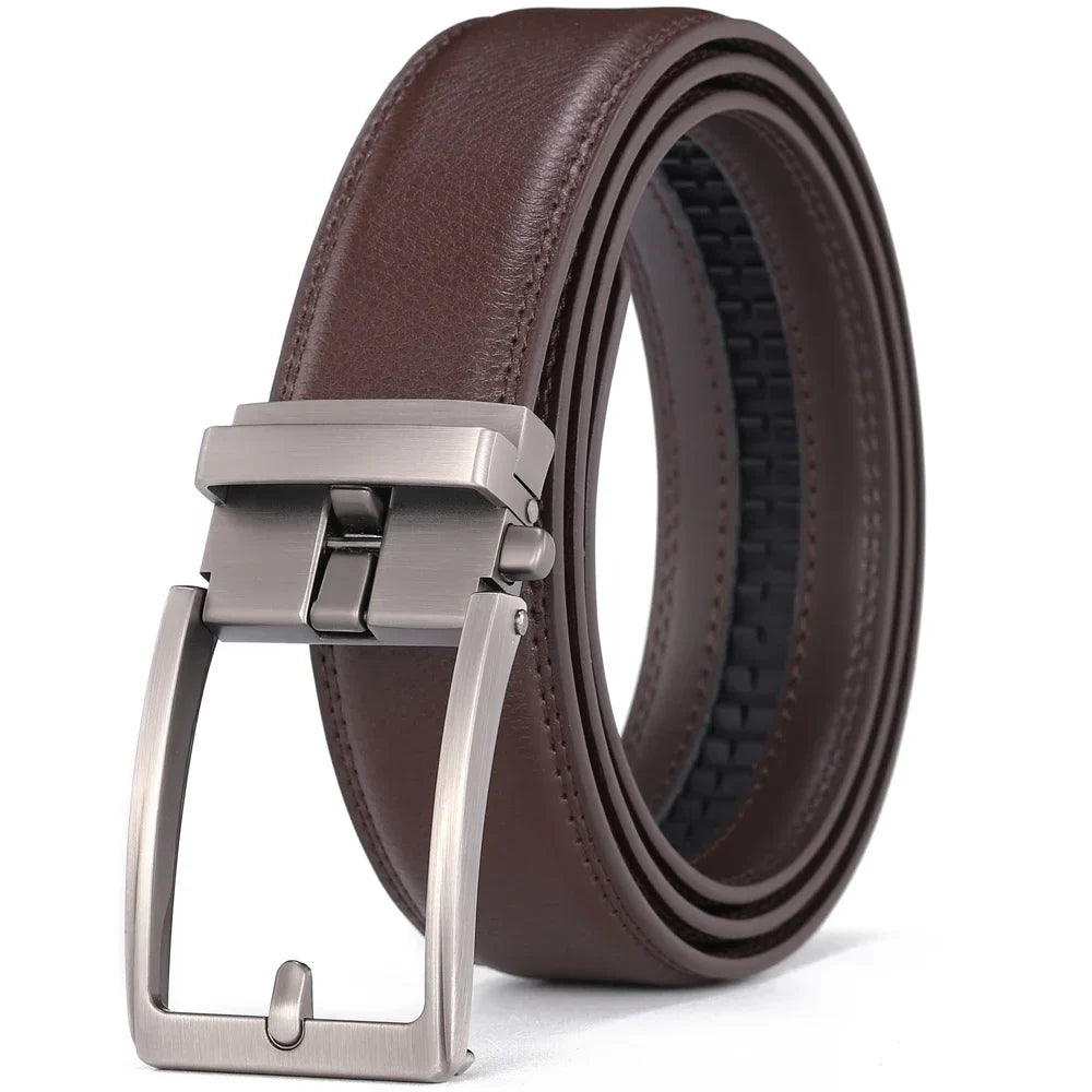 Unisex Click Belts for Men Luxury Brand Designer Fashion Automatic Buckle Genuine Leather Men's Belt Male Jeans Waist Strap Blue