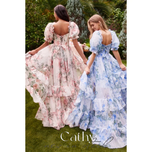 Homecoming Dresses: Prom Dresses A-line Puffy Short Sleeves Cocktail Party Dresses