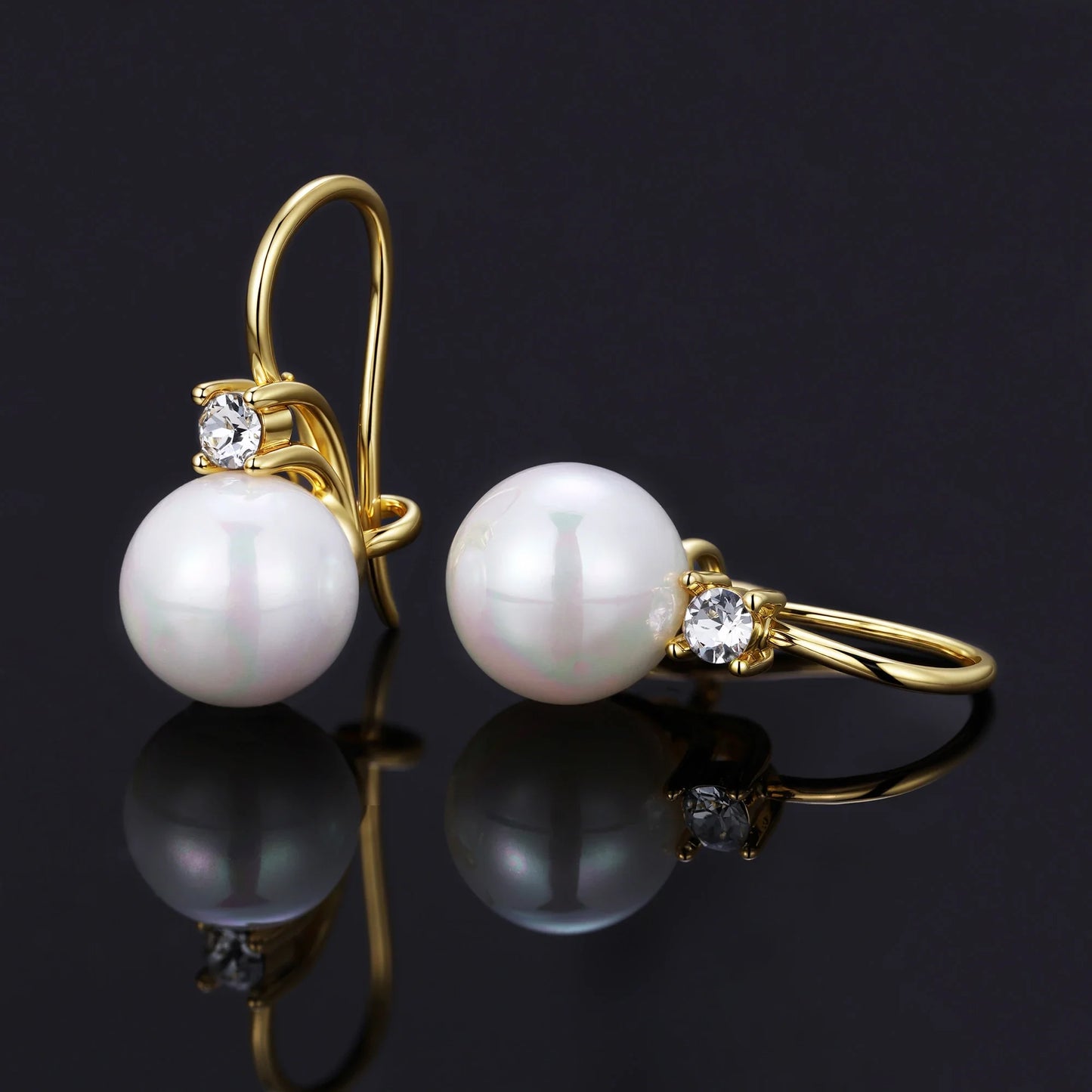 Pearl Dangle Earrings Embellished with Swarovski Crystals Exquisite Fashionable Drop Earrings Imitation Freshwater Pearl Jewelry