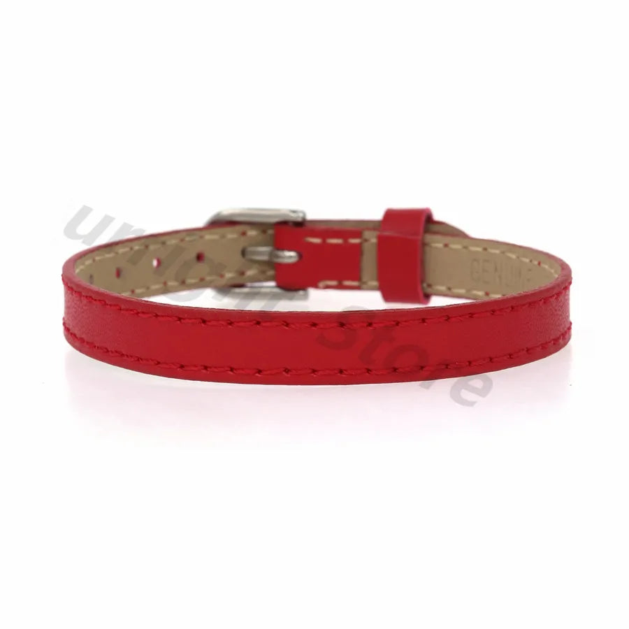 20pcs Real Leather Bracelet Band 8/10mm Width 21cm Length Through Slide Charms Letters Alphabet DIY Jewelry For Women Kids Gift