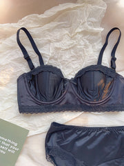 Seamless Satin Silky lingerie Thin little bra with push-up and anti-sagging pull-back bra