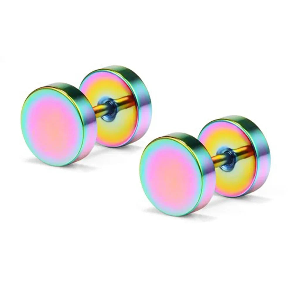 One Pair Black Stainless Steel Round Stud Earrings For Women Dumbbell Piercing Earrings Men Punk Fashion Jewelry 2-14mm