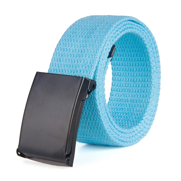 Fashion New Unisex Trousers Belts Canvas Belt metal buckle Men Women Boys Jeans belts Candy Colors Top quality120cm luxury belts
