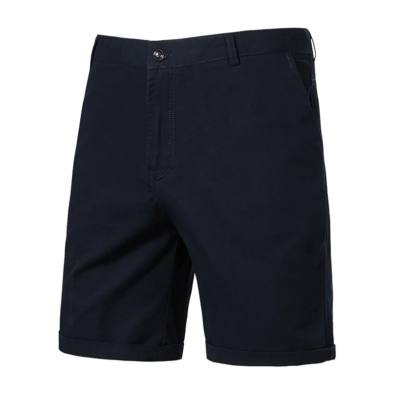 8 Colors Mens Cotton Casual Shorts Summer Business Casual Knee Pants Classic Khaki American Style Streetwear Golf Shorts Beige