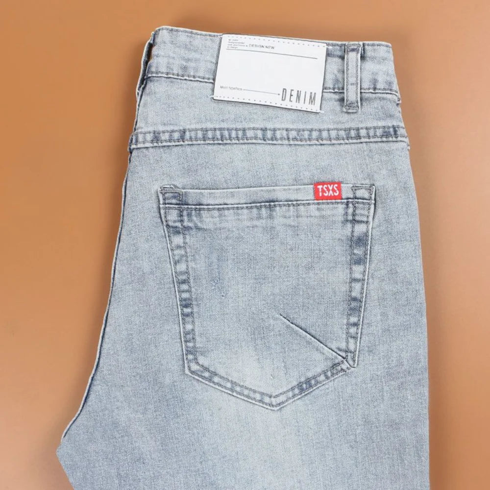 Jeans Men Fashion Hole Streetwear Straight Jeans Spring Summer Moto & Biker Skinny