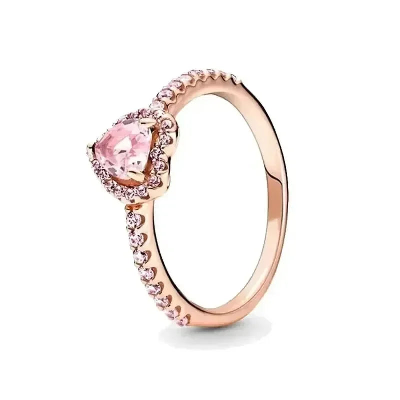 Hot selling 925 sterling silver ring, exquisite luxury, adjustable charm, square circular heart-shaped ring women's jewelry gift