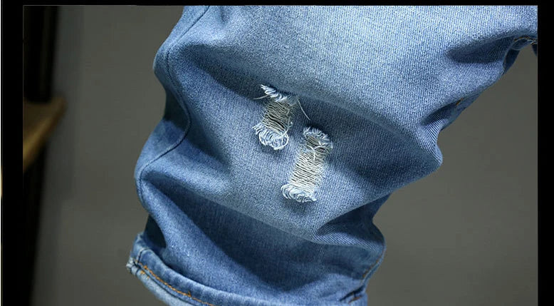 Men Shorts Thin Section Elastic Force Slim Fit Short Jeans