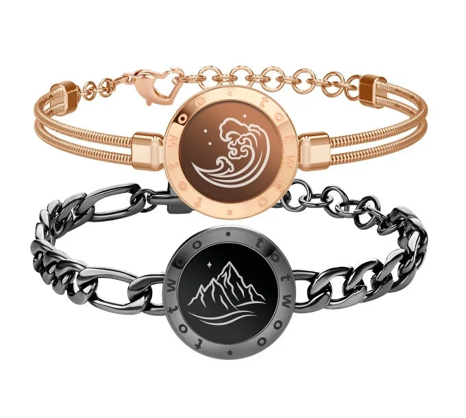 TOTWOO Long Distance Touch Bracelets for Couples ,Light up&Vibration Relationship Gifts for Lovers Smart Jewelry Love Bracelets
