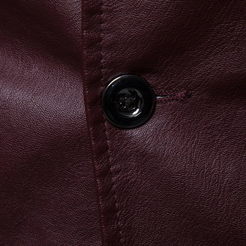 Men Slim Autumn Causal Vintage Leather Jacket Coat Men Design Motorcycle