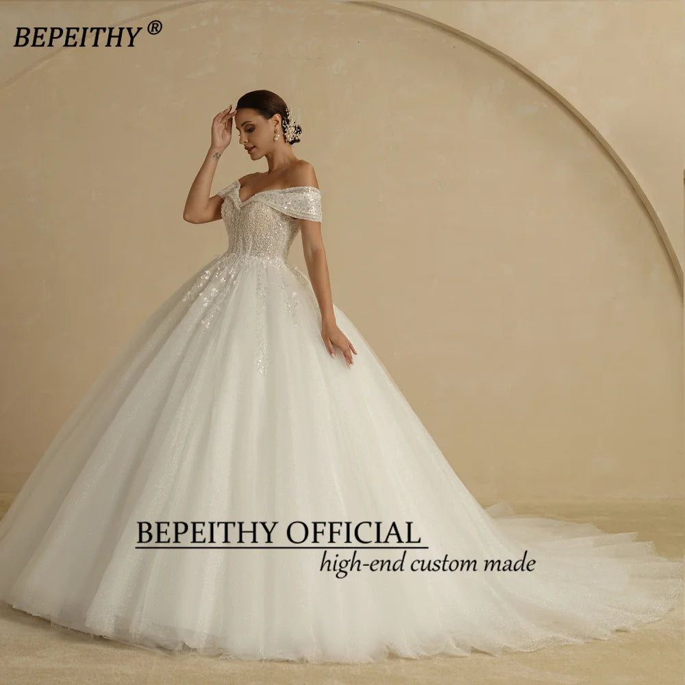 White Bridesmaid Dresses: Ivory Beading Princess Wedding Dresses For Bride