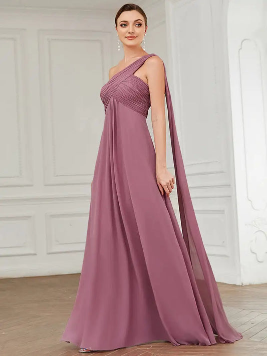 Simple Elegant Evening Dresses Long A-LINE One-Shoulder Strapless Gown 2024