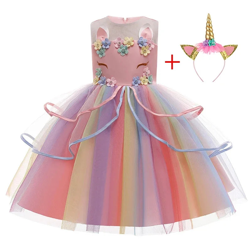 Baby Girl Unicorn Dress Cosplay Costume Birthday Party