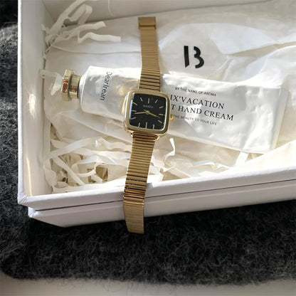 Brand Simple Quartz Watch for Women Retro Luxury Gift Ladies Watches Small Dial Adjustable Stainless Steel Strap Wristwatches