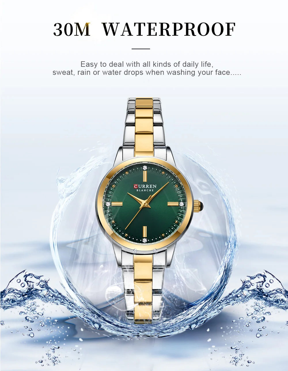 CURREN Simple Round Dial Fashion Dress Quartz Watches for Ladies with Stainless Steel Bracelet Luxury Wristwatches