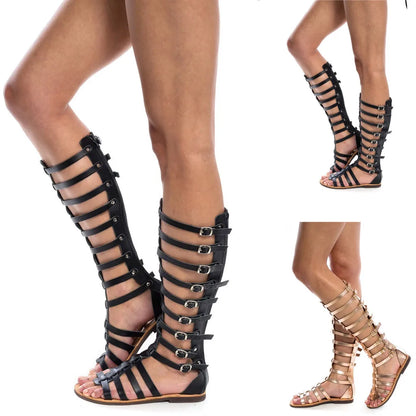 Sensual Sandal Woman 2024 Summer Roman Bandage Sandals Ladies Causal Zip Flat Wear Girls Summer Hollow Beach Shoes