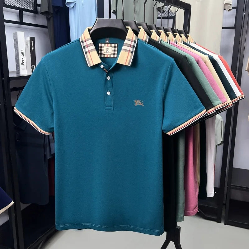 Designer fashion brand short sleeve polo shirt men summer new luxury exquisite embroidery high-end business casual Paul T-shirt