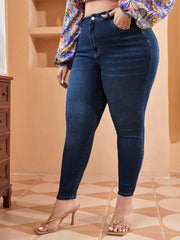 Plus Size Skinny Jeans For Women High Waist Stretch Denim Trousers Mom Jeans