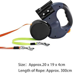 2 in 1 Multi-functional Dog Leash Double-ended Automatic Retractable Dog Leash 360°