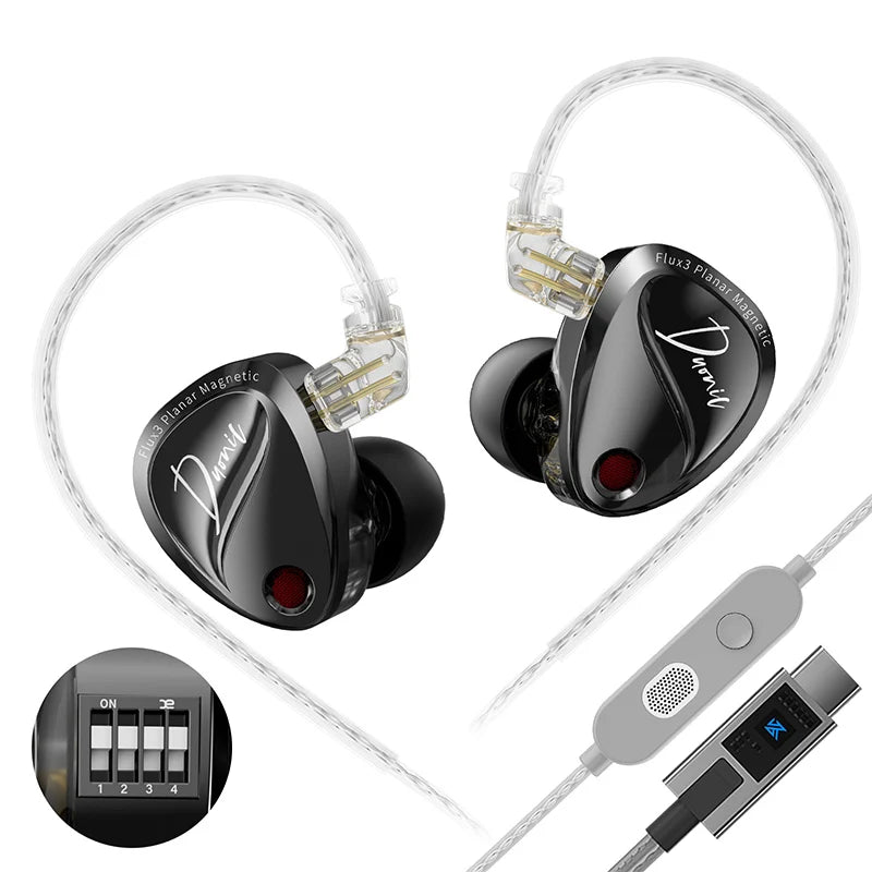 KZ Duonic HIFI IEMs Triple-Magnetic Planar Driver 4-Tuning Wired Earphones with HD Dual Mic For castor pro