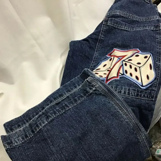 JNCO Jeans: Y2K Hip Hop Number 7 Dice Jeans