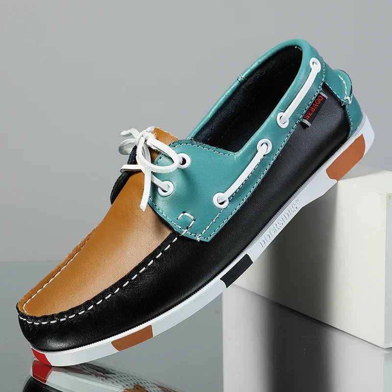 Men Office Shoes Genuine Leather Fashion Lace-up Formal Men Shoes Moccasins Italian Male Driving Shoes Black Plus Size