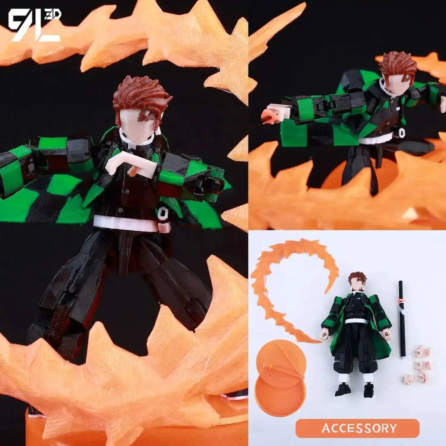 9L3D Printed Demon Slayer AKAZA Tanjiro Kamado Lucky Dummy 13 Movable Shapeshift Action Figures Mannequin Toys for Anime Fans