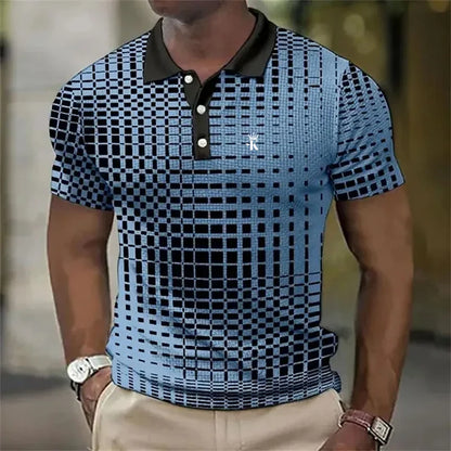 Men's Polo Shirt Golf Shirt Work Casual Lapel Polo Collar Short Sleeve Basic Color Block Button Spring & Summer Polo Shirt