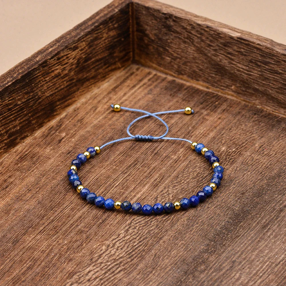 4mm Natural Stone And Hematite Bead Braided Adjustable Bracelet Suitable For Men And Women Daily Holiday Birthday Wear