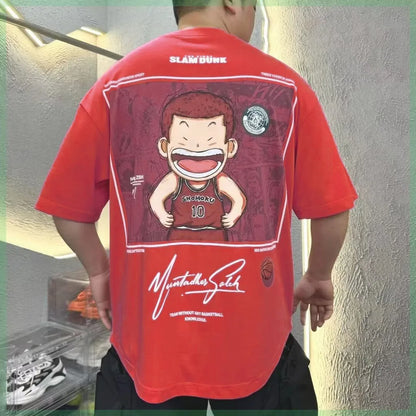 【M-8XL】Men's Oversized Tee Casual Loose Japanese anime slam dunk Printed T-shirt Suitable Men Women