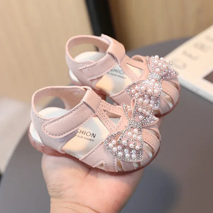0-3 Years Baby Girl Sandals Rhinestone Princess Shoes Newborn Infant Sandals Summer First Walkers Toddler Sandals Pink, White