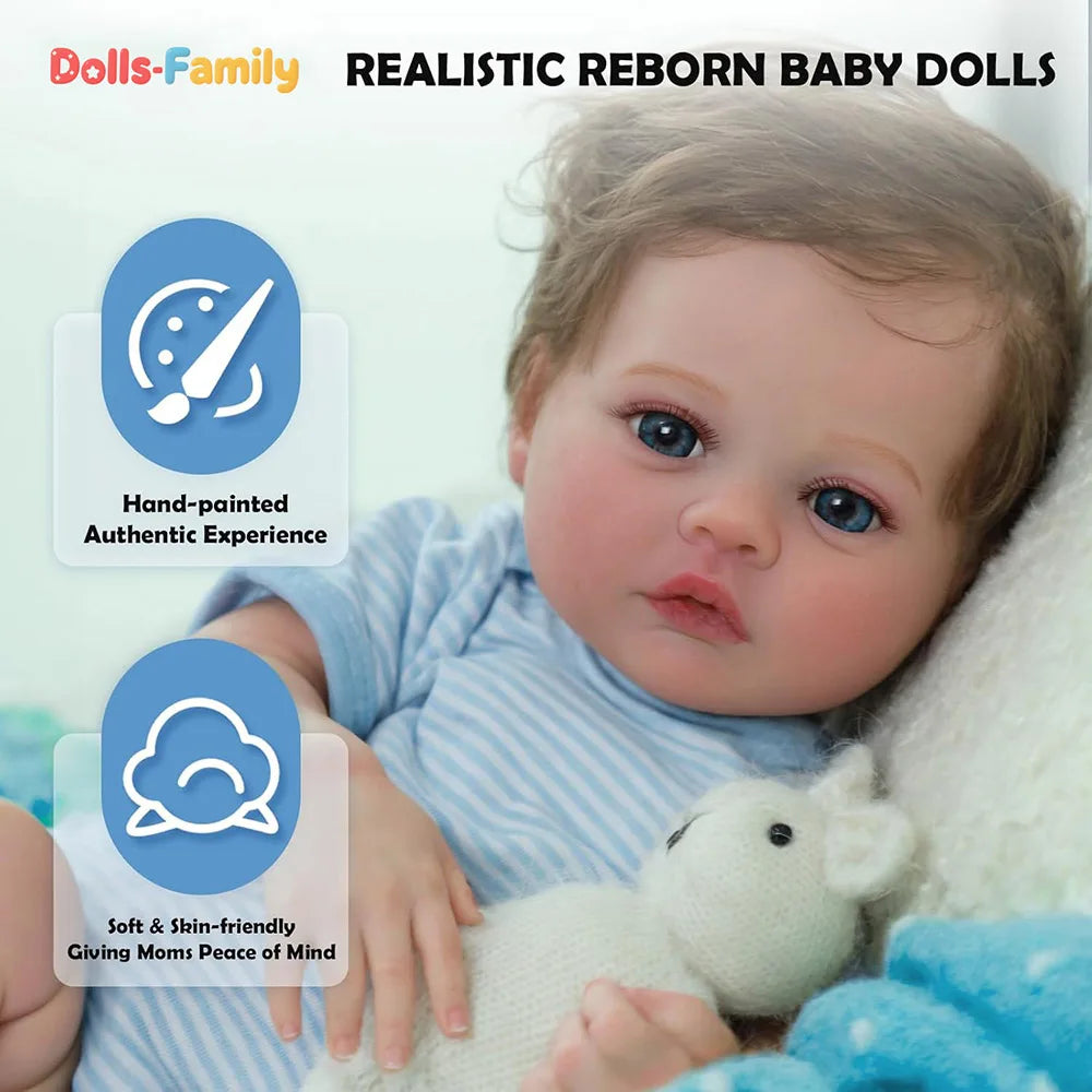 45cm Lifelike Baby Dolls Alive Reborn Babies Like Real Silicone Vinyl Full Body Boy Realistic Newborn Rooted Hair Doll Gifts