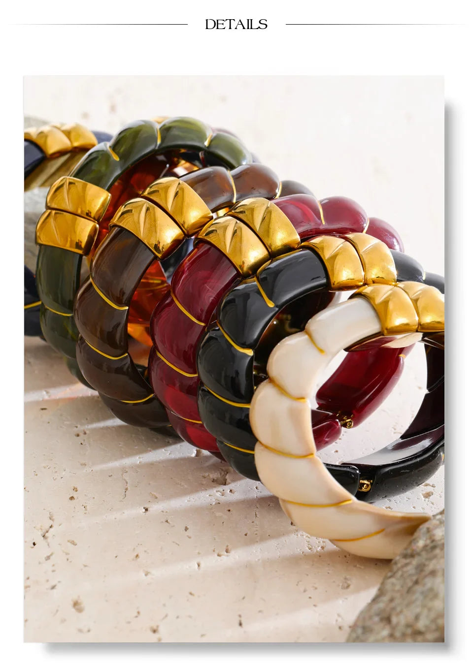 Yhpup Exclusive Multi-Color Acrylic Resin Wide Statement Bracelet Bangle Stainless Steel Autumn Winter Sweater Wrist Jewelry