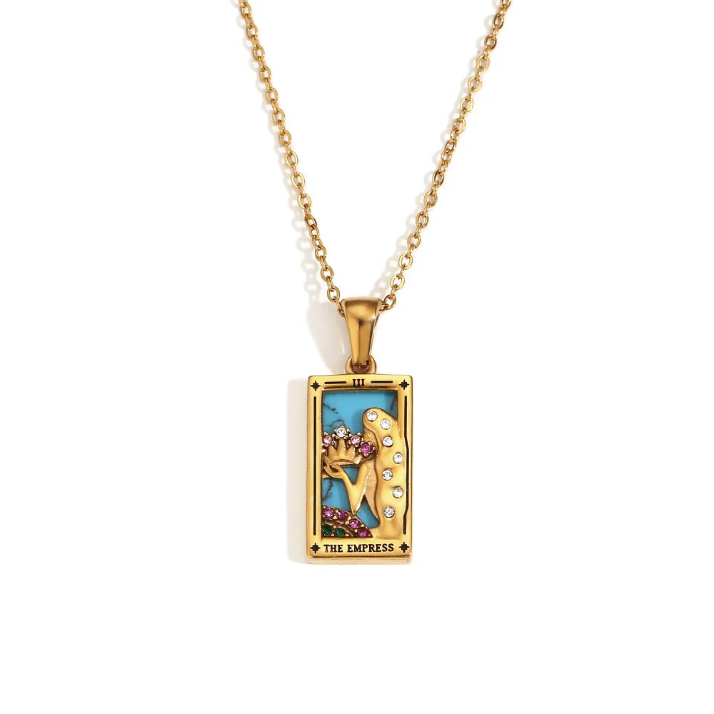 E.B.belle Original New Tarot Queen Lover Magician Moon Necklace Tarnish Free Stainless Steel Jewelry 18K Gold Plated Decoration